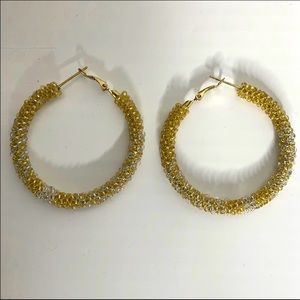 Vintage Sassy Jones Beaded Jawanda 1.0 Gold Hoops